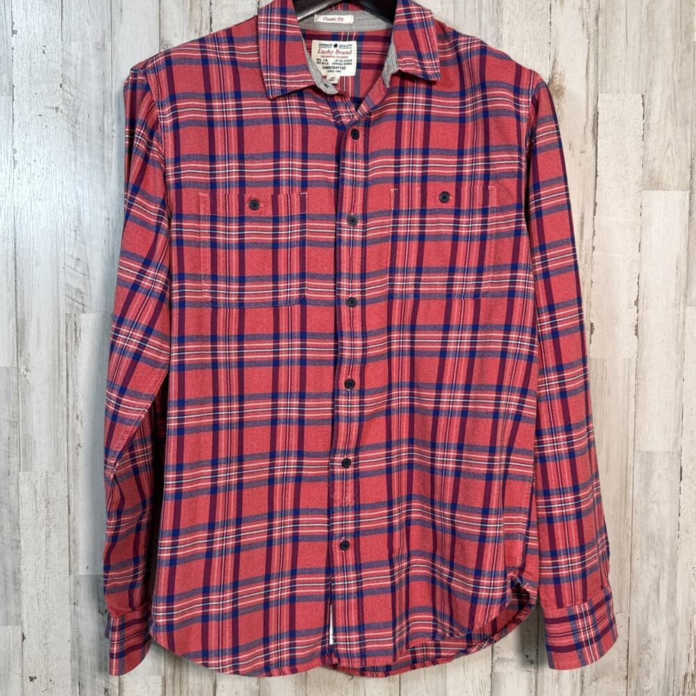 Lucky Brand Men’s Plaid Flannel Button Up Size Medium